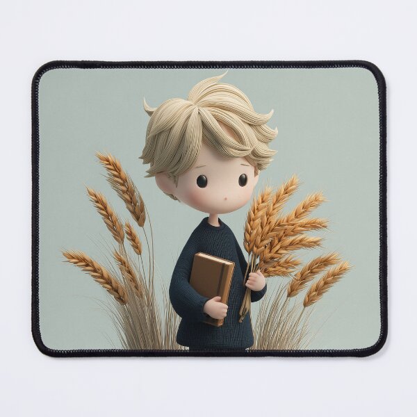 Item preview, Virgo Chibi Boy with Golden Wheat – Minimal Zodiac Autumn Art designed and sold by GoldenChiArt.