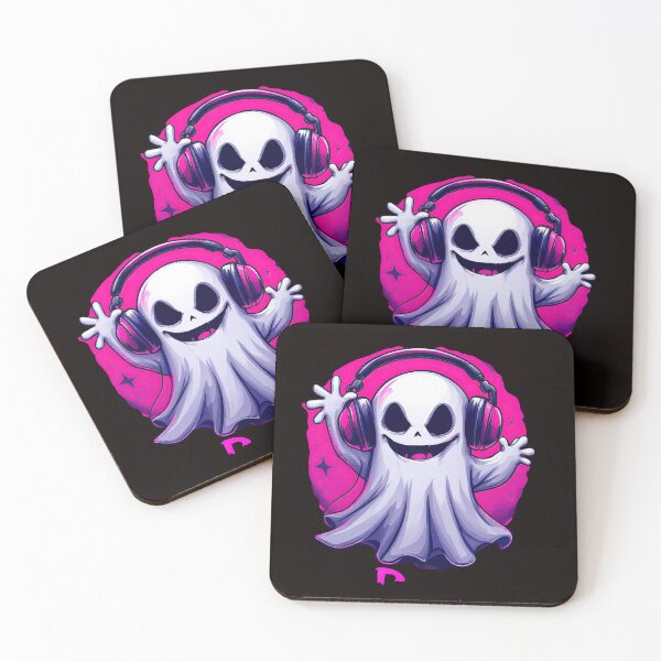 Item preview, A close up of a cartoon ghost with headphones on designed and sold by cafegrafis.