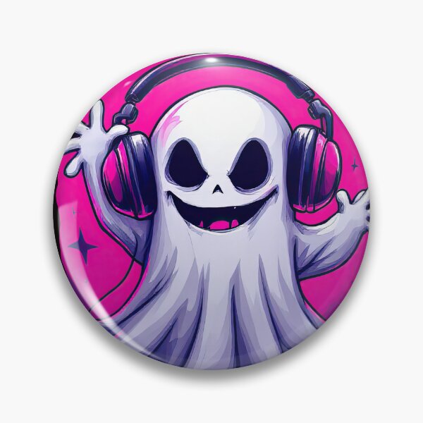 Item preview, A close up of a cartoon ghost with headphones on designed and sold by cafegrafis.