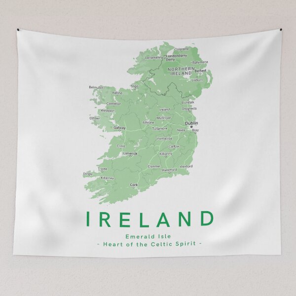 Item preview, Ireland Map Art – Emerald Isle Travel Poster – Celtic Spirit Wall Decor designed and sold by Tommy Studio.