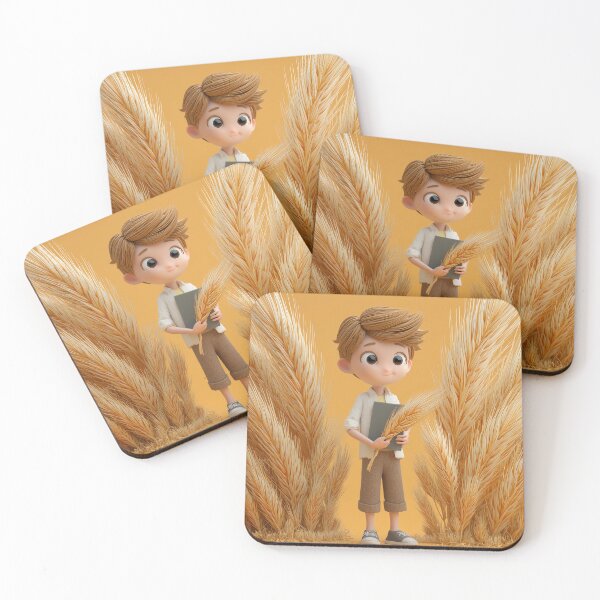 Item preview, Virgo Chibi Boy in Golden Field – Cozy Zodiac Autumn Gift Art designed and sold by GoldenChiArt.