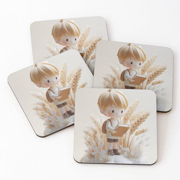 Item preview, Virgo Chibi Boy with Wheat – Soft Autumn Zodiac Art for Him designed and sold by GoldenChiArt.