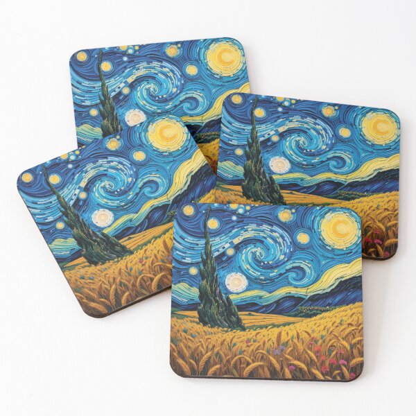 Item preview, Van Gogh Wheatfield Starry Night designed and sold by KhadijaBatool38.