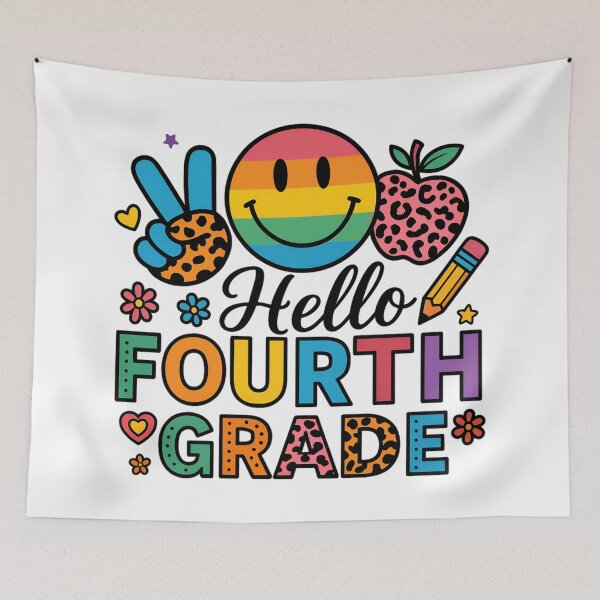 Item preview, Hello Fourth Grade Team 4th Grade Back to School Teacher Kid designed and sold by Blok45.