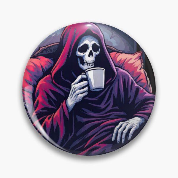 Item preview, Arafed skeleton in a bed with a cup of coffee designed and sold by cafegrafis.