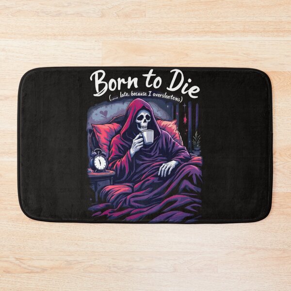 Item preview, Arafed skeleton in a bed with a cup of coffee designed and sold by cafegrafis.