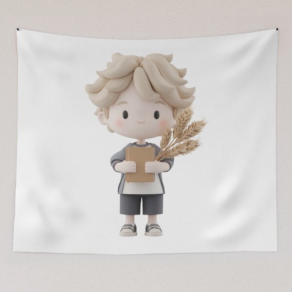 Item preview, Virgo Zodiac Chibi Boy with Wheat – Cute Kawaii Earth Sign Art designed and sold by GoldenChiArt.