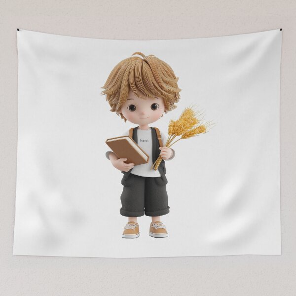 Item preview, Virgo Zodiac Chibi Boy with Wheat – Cute Kawaii Astrology Art designed and sold by GoldenChiArt.