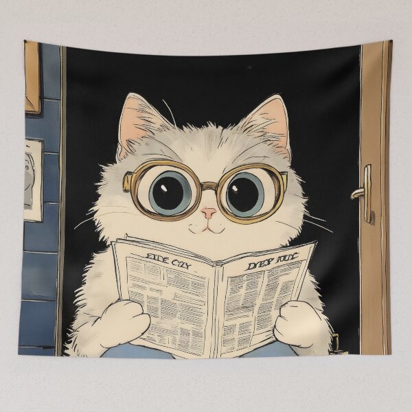 Item preview, Devon Rex Cat Reading Newspaper Bathroom Toilet Decor designed and sold by earlobejerk.