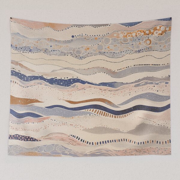 Item preview, Organic Earth Tones Abstract - Flowing Minimalist Pattern with Waves, Dots designed and sold by trajeado14.