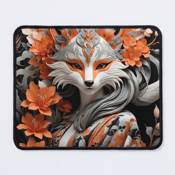 Item preview, Elegant Kitsune Mask | Japanese Fox Spirit & Floral Yokai Art designed and sold by WHITE FANGS.