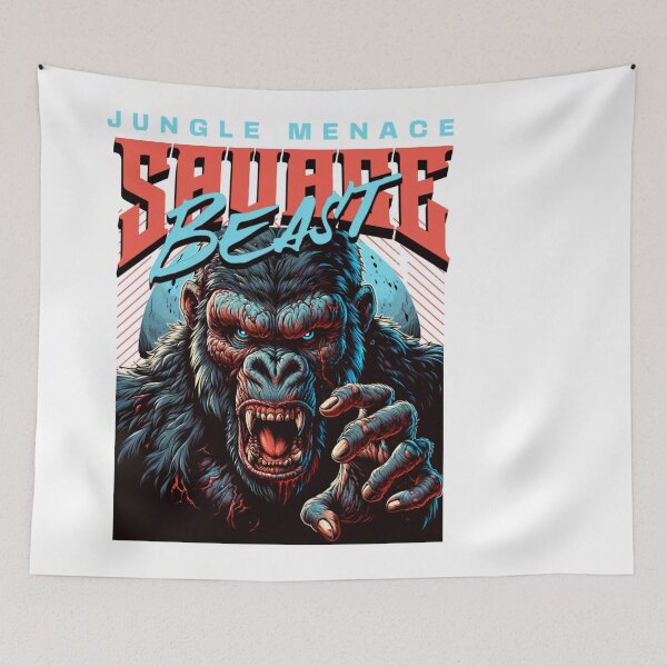 Item preview, Jungle Menace: Square Beast – Retro Horror Gorilla designed and sold by wellie-chic.
