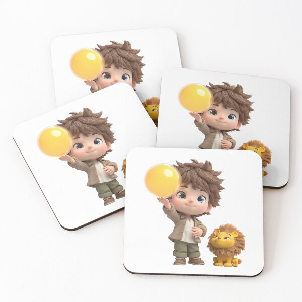 Item preview, Leo Chibi Boy with Lion – Adorable Zodiac Art for Kids designed and sold by GoldenChiArt.