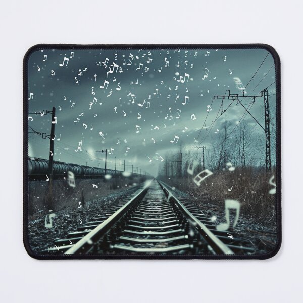 Item preview, Music Notes Over Railroad Journey designed and sold by AITuneSphere.