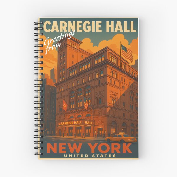 Aperçu de l'œuvre Salutations de NEW YORK - CARNEGIE HALL - Design rétro vintage créée et vendue par Earth Celebration Designs.
