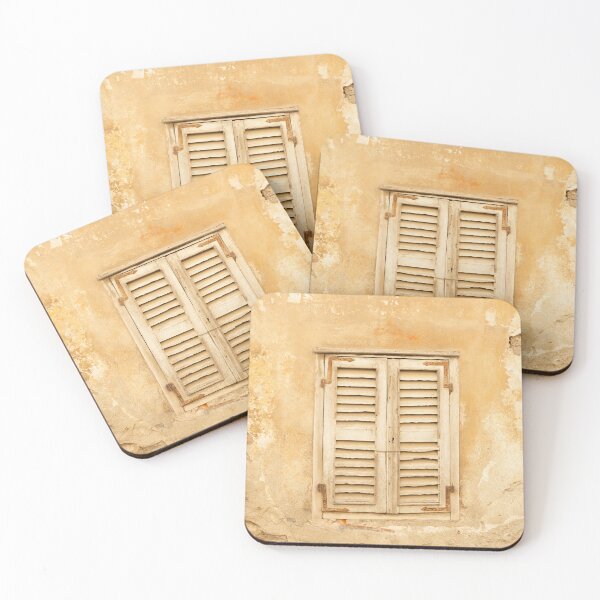 Item preview, Vintage shutters in an old building in Monticello d'Alba in Italy - street and travel photography designed and sold by Christa Stroo Photography.