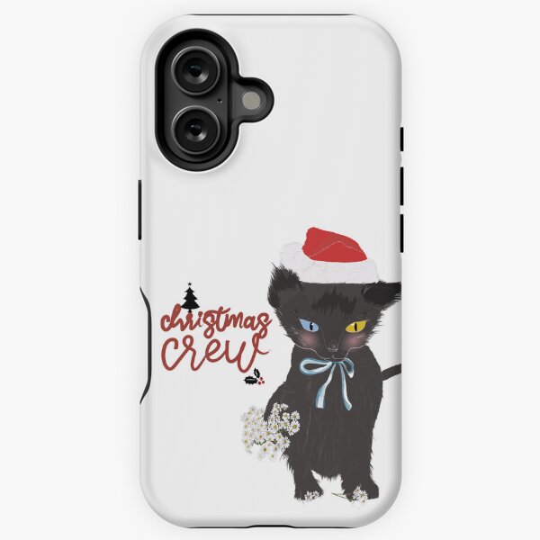 Item preview, Christmas Theme Christmas Crew Black Cat – Cute Holiday Kitty with Santa Hat designed and sold by Miza Drops.