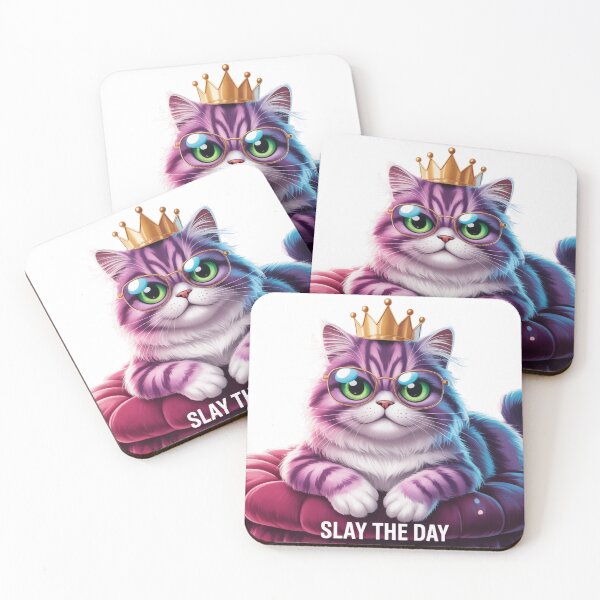 Item preview, Slay the Day Cat Sticker - Cute Kawaii Queen Art designed and sold by Hasanify.