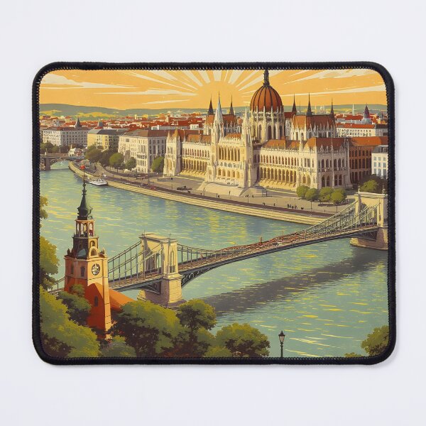 Item preview, Budapest Dreams — Sunlit Parliament Travel Illustration designed and sold by kacperartdesign.