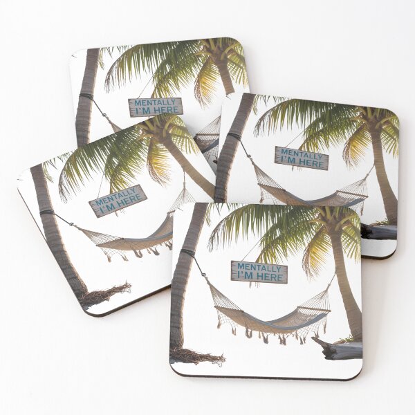 Item preview, Mentally I'm Here Sticker - Tropical Hammock Art designed and sold by Hasanify.