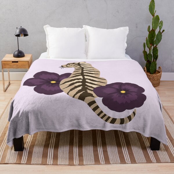 Item preview, Elegant Tiger with Purple Pansy Flowers designed and sold by Broken Minimalister.