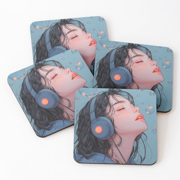 Item preview, Anime Girl with Headphones Dreaming designed and sold by AITuneSphere.