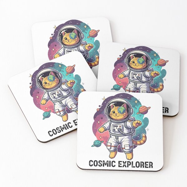 Item preview, Cosmic Explorer Cat – Cute Astronaut Kitty in Space with Planets & Galaxy designed and sold by ParaverseDasia.