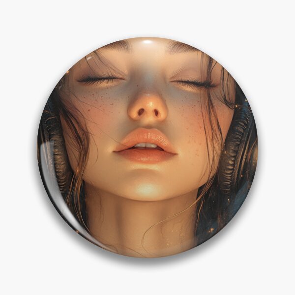 Item preview, Chica soñadora con auriculares y luz designed and sold by AITuneSphere.