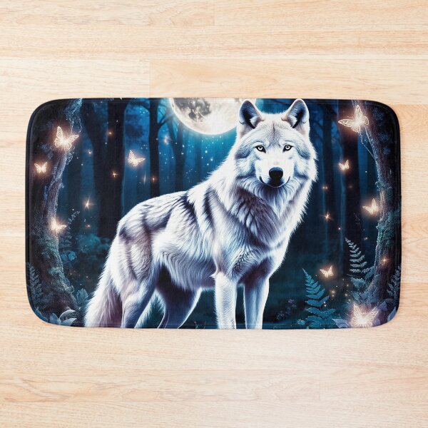 Item preview, Mystical Moonlight Wolf with Glowing Butterflies designed and sold by AmetistLight.