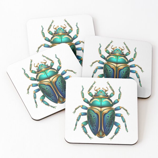 Item preview, Teal Gold Beetle Art designed and sold by New-School-Wave.
