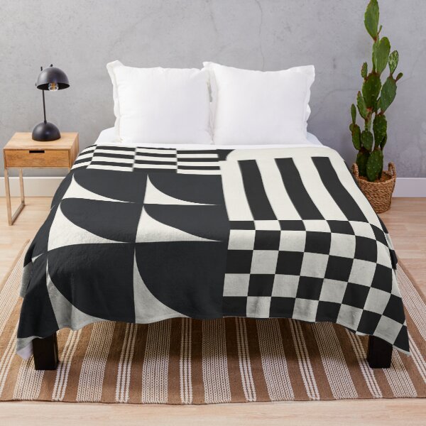 Item preview, Checkerboard and Geometric Shapes Abstract 2 in Beige and Black designed and sold by nineFlorals.