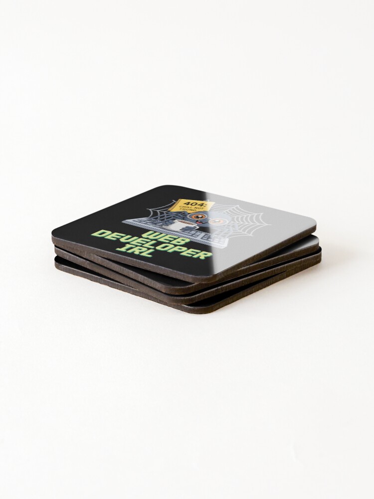 Thumbnail 4 of 5, Coasters (Set of 4), Web Developer IRL – Funny Spider Coding Design designed and sold by LaLi-Designs.