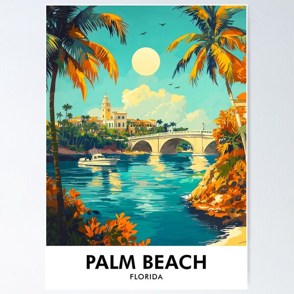 Item preview, Palm Beach Florida Retro Travel Print designed and sold by HomeLivingCo.