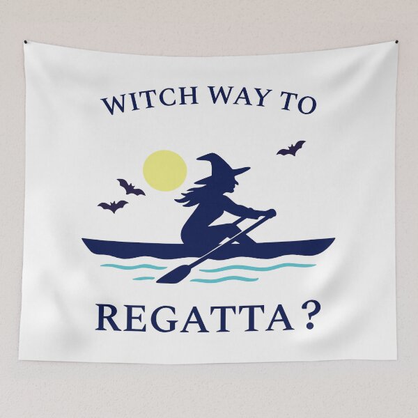 Item preview, Witch Way to Regatta? Rowing Crew Sport Boat Racing designed and sold by LadyInEverGreen.