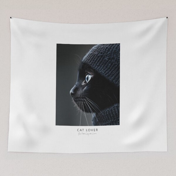 Item preview, Black Cat Black Beanie Looking to the Left designed and sold by Karen Lee J.