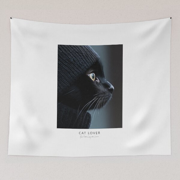 Item preview, Black Cat Black Beanie Looking to the Left designed and sold by Karen Lee J.