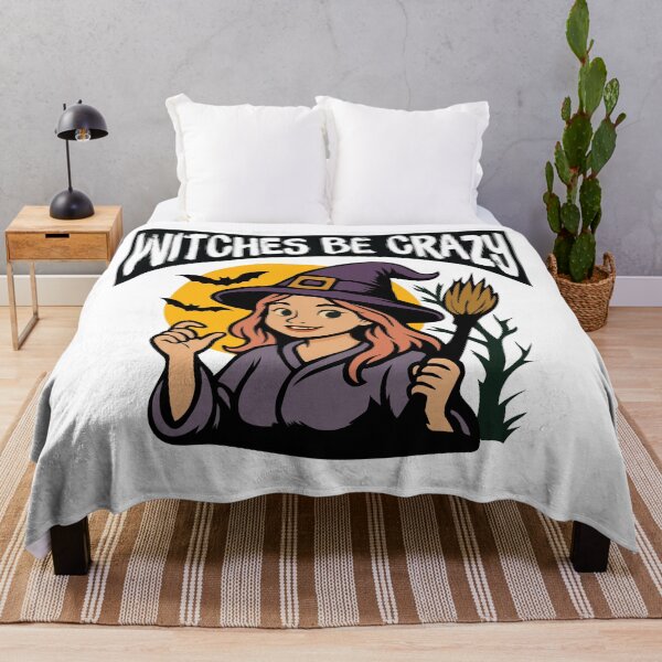 Item preview, Witches Be Crazy - Spooky Fun Design heerful witch, flying bats, and a full moon, it's perfect for Halloween T-Shirt designed and sold by Koony House and Field.