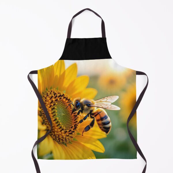 Item preview, Bee on Sunflower – Closeup Nature Photography designed and sold by EmeraldeaArt.