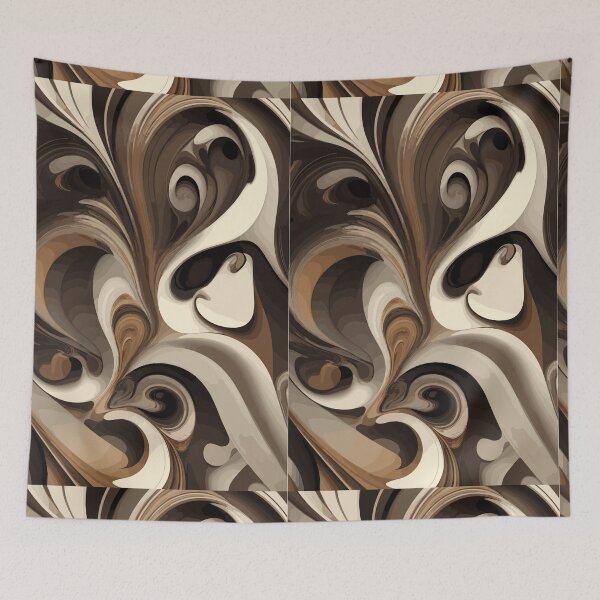 Item preview, Retro Fantasy Swirl Abstract Beige Brown and Black designed and sold by Atokeh.