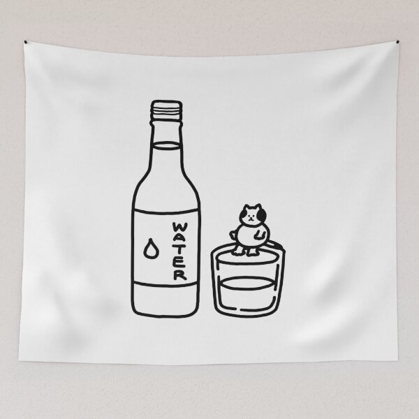 Item preview, a Cat on the glass with the water bottle designed and sold by superbaechoo.
