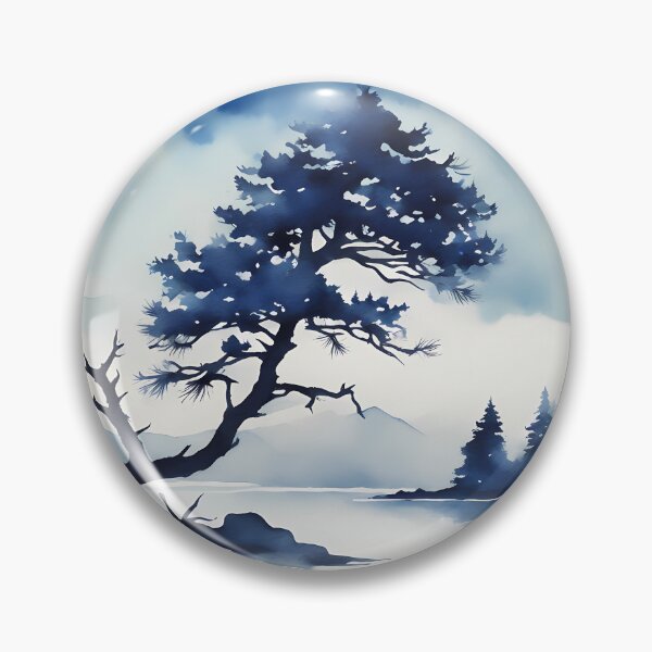 Item preview, Monochrome Blue Landscape designed and sold by CalmnessbyChoice.