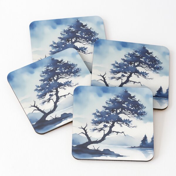 Item preview, Monochrome Blue Landscape designed and sold by CalmnessbyChoice.