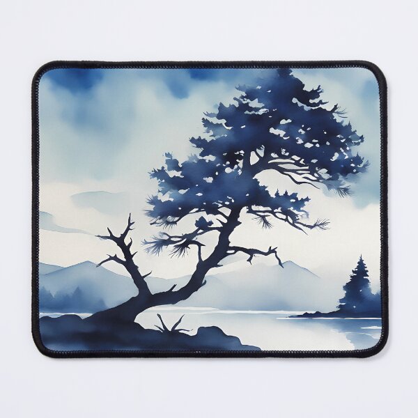 Item preview, Monochrome Blue Landscape designed and sold by CalmnessbyChoice.