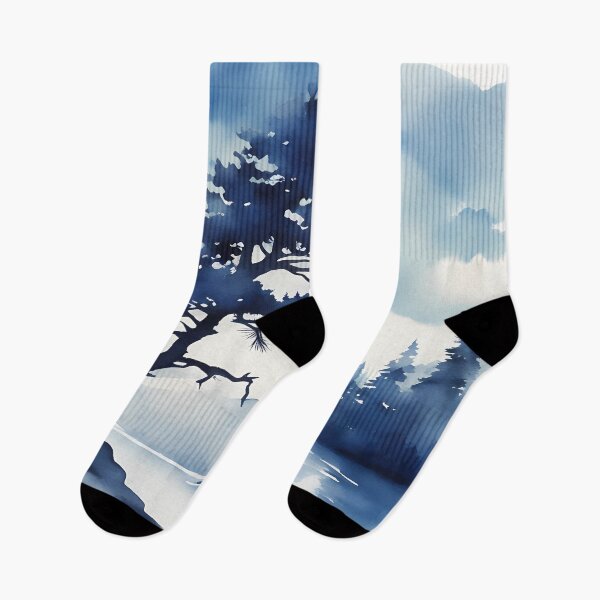 Item preview, Monochrome Blue Landscape designed and sold by CalmnessbyChoice.