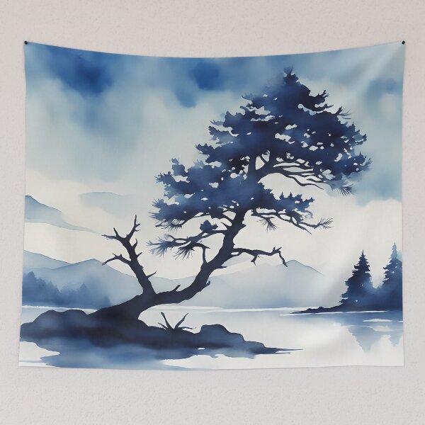 Item preview, Monochrome Blue Landscape designed and sold by CalmnessbyChoice.