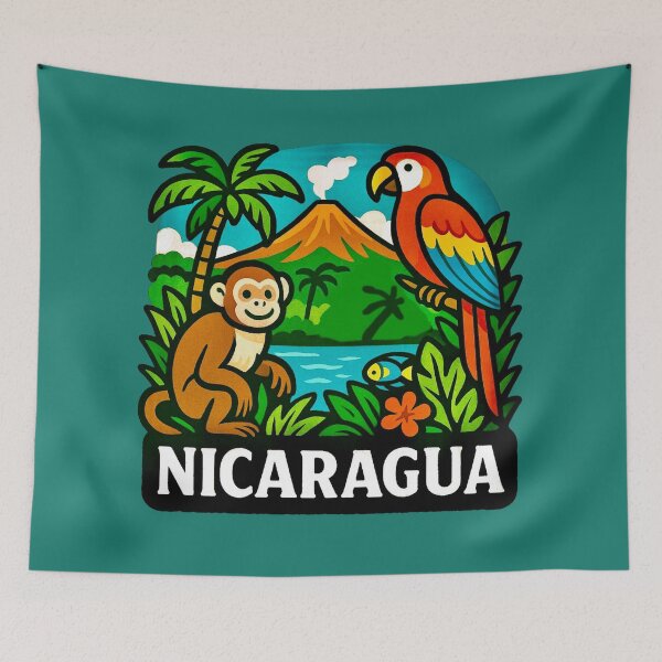 Item preview, Nicaragua - Volcano, Macaw & Monkey designed and sold by Myra365Art.