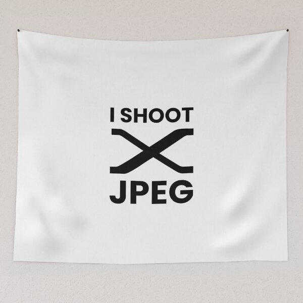 Item preview, I Shoot JPEG – Fuji Photographer Humor Design for Film Simulation Lovers - black lettering X designed and sold by MarcVan.