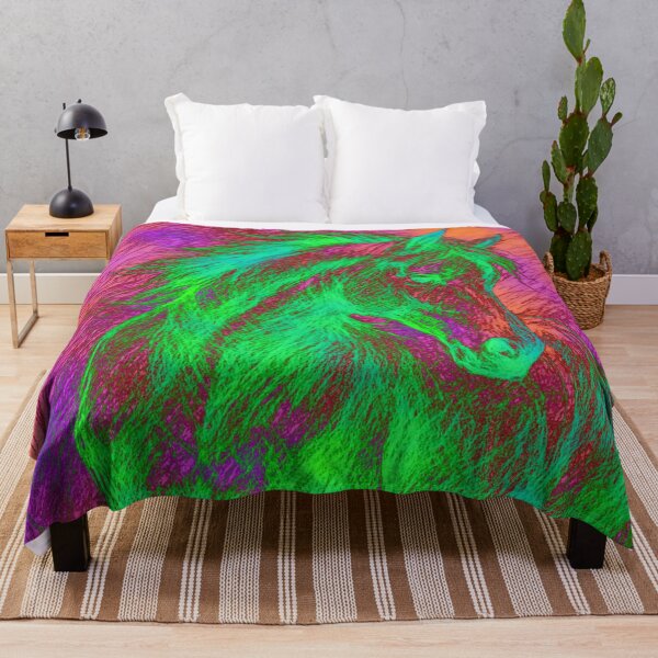 Item preview, Neon dreamy wild horse portrait designed and sold by Sigtrix.