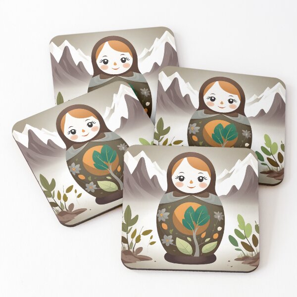 Item preview, Traditional brown and green Matryoshka Folk Art designed and sold by HeartfulBloom.