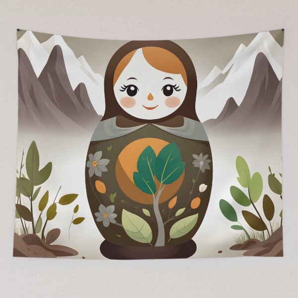 Item preview, Traditional brown and green Matryoshka Folk Art designed and sold by HeartfulBloom.